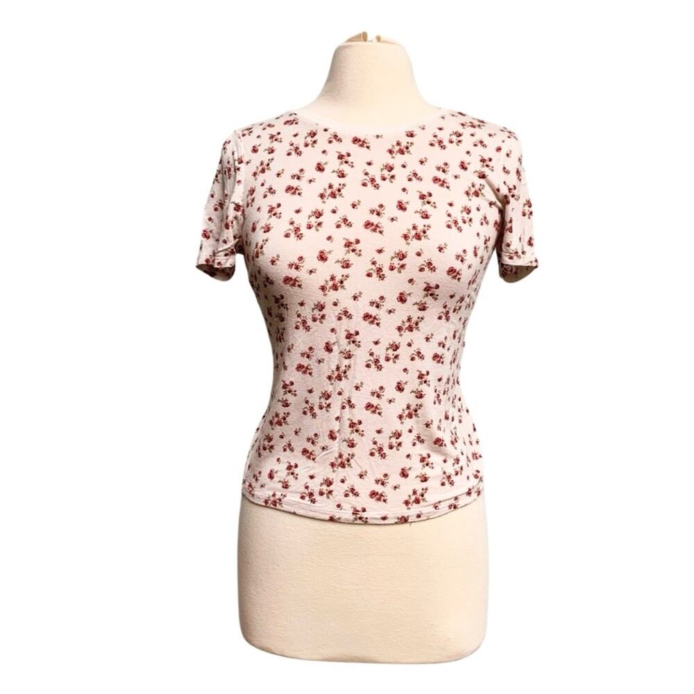 White Ditsy Floral Cropped Tee Shirt